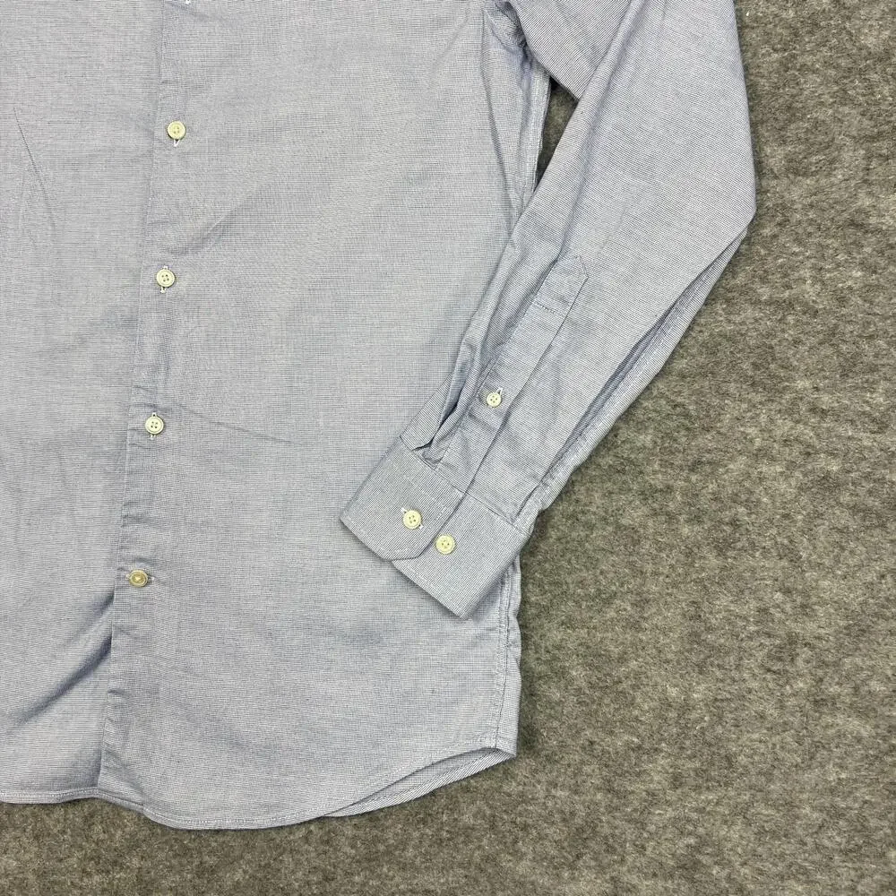 Banana Republic Dress Shirt Mens M Blue Check Slim Fit Wrinkle Resistant Career